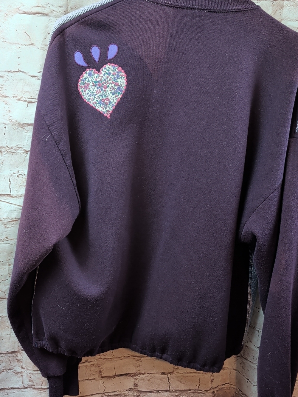 Jerzees XL Cardigan in Plum With Patch Work XL Like new - Picture 8 of 8